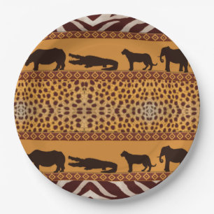Moderne tribale Afrikaanse Cheetah Pattern Dierafd Papieren Bordje