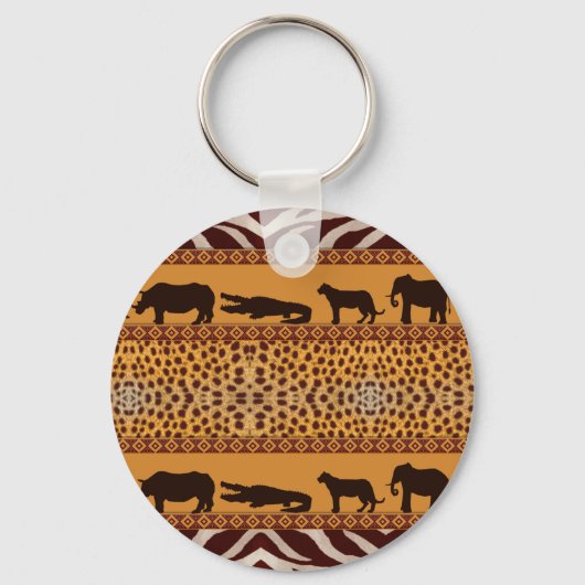 Moderne tribale Afrikaanse Cheetah Pattern Dierafd Sleutelhanger (Voorkant)