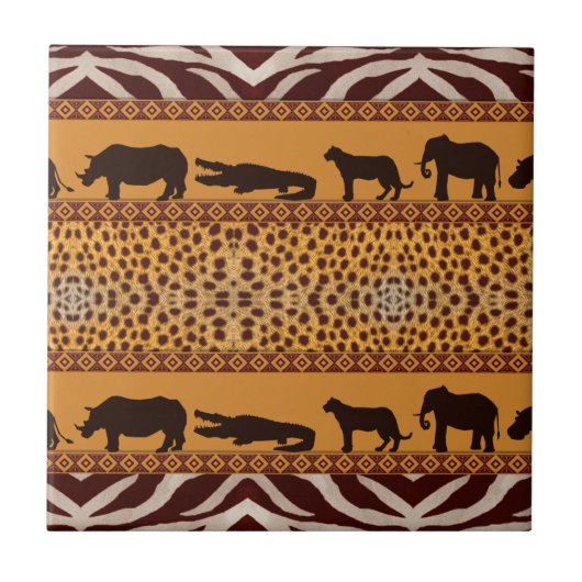 Moderne tribale Afrikaanse Cheetah Pattern Dierafd Tegeltje (Voorkant)