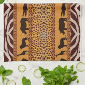 Moderne tribale Afrikaanse Cheetah Pattern Dierafd Theedoek (Gevouwen)