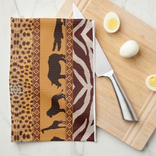 Moderne tribale Afrikaanse Cheetah Pattern Dierafd Theedoek (Quarter Fold)