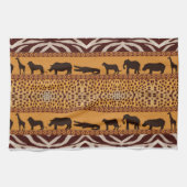 Moderne tribale Afrikaanse Cheetah Pattern Dierafd Theedoek (Horizontaal)