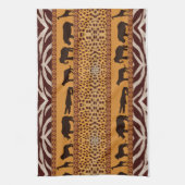Moderne tribale Afrikaanse Cheetah Pattern Dierafd Theedoek (Verticaal)
