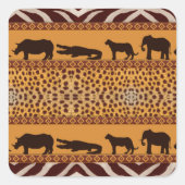 Moderne tribale Afrikaanse Cheetah Pattern Dierafd Vierkante Sticker (Voorkant)