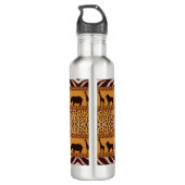 Moderne tribale Afrikaanse Cheetah Pattern Dierafd Waterfles (Achterkant)
