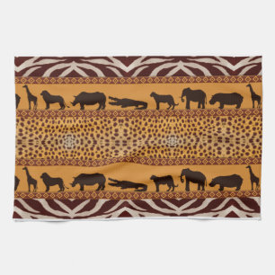 Moderne tribale Afrikaanse Cheetah Pattern Theedoek