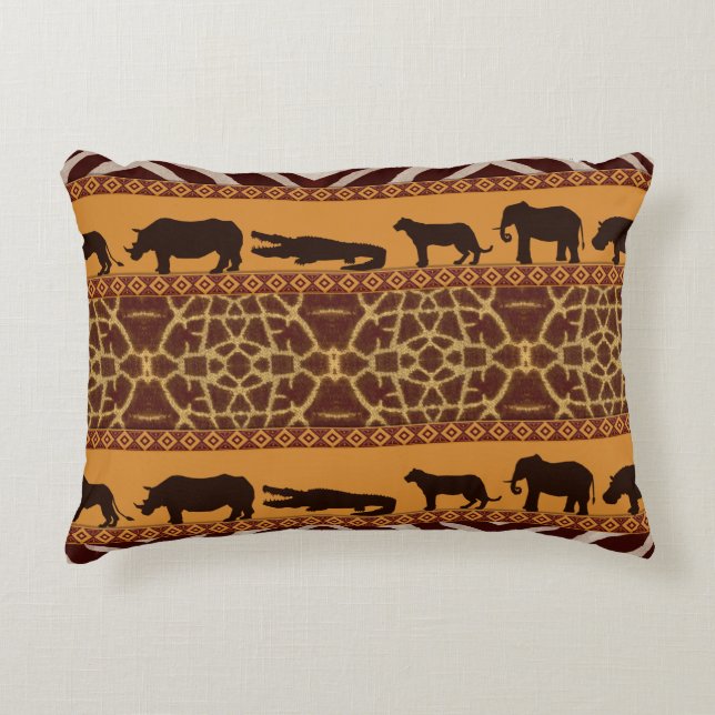 Moderne tribale Afrikaanse Giraffe Pattern Animal  Accent Kussen (Voorkant)