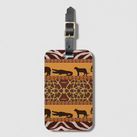 Moderne tribale Afrikaanse Giraffe Pattern Animal  Bagagelabel (Voorkant (verticaal))