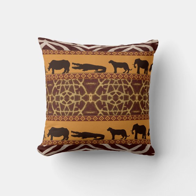 Moderne tribale Afrikaanse Giraffe Pattern Animal  Kussen (Voorkant)