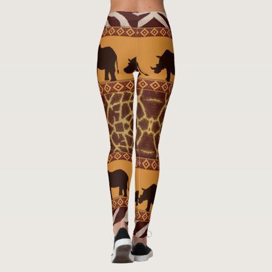 Moderne tribale Afrikaanse Giraffe Pattern Animal  Leggings (Achterkant)