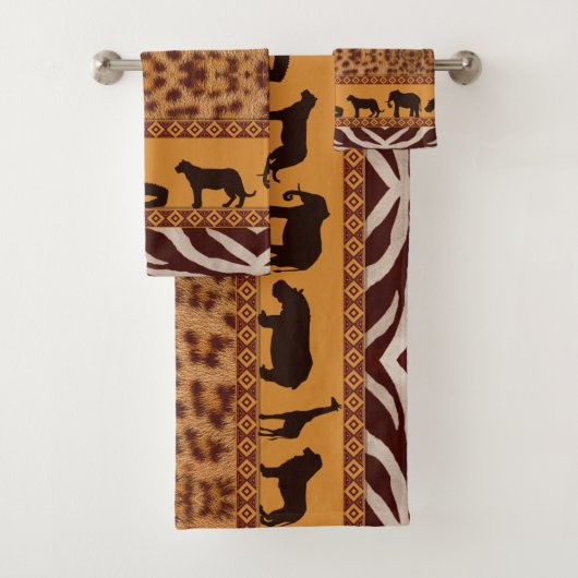 Moderne tribale Afrikaanse jaguar Pattern Animal P Bad Handdoek (Insitu)