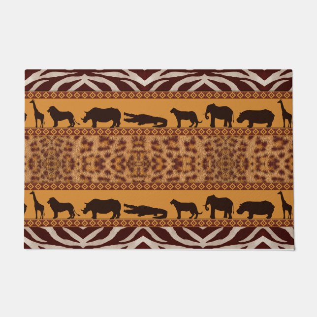 Moderne tribale Afrikaanse jaguar Pattern Animal P Deurmat (Voorkant)