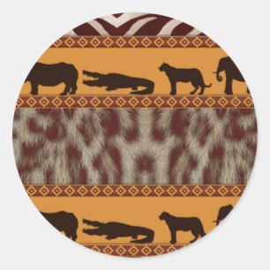Moderne Tribale Afrikaanse Sneeuwluipaard Dierenpr Ronde Sticker