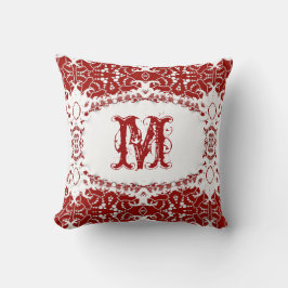 Moderne tribale batik Monogram witte kussen