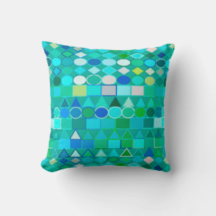 Moderne Tribale Geometrisch, Zee Glas Aqua en Blau Kussen