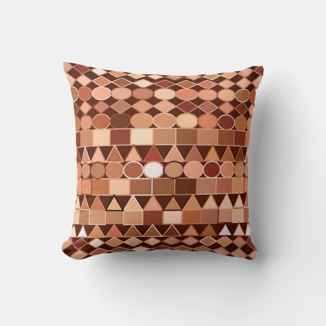 Moderne tribale geometrische, chocolade bruin en t kussen (Voorkant)