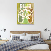 Moderne Tribale Godin Print, Groen Boho Abstract Canvas Afdruk (Insitu (Slaapkamer))