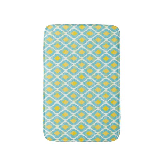 Moderne tribale ikat blue yellow mode badmat (Voorkant Verticaal)