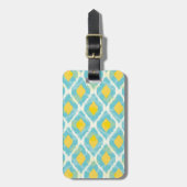 Moderne tribale ikat blue yellow mode bagagelabel (Voorkant verticaal)