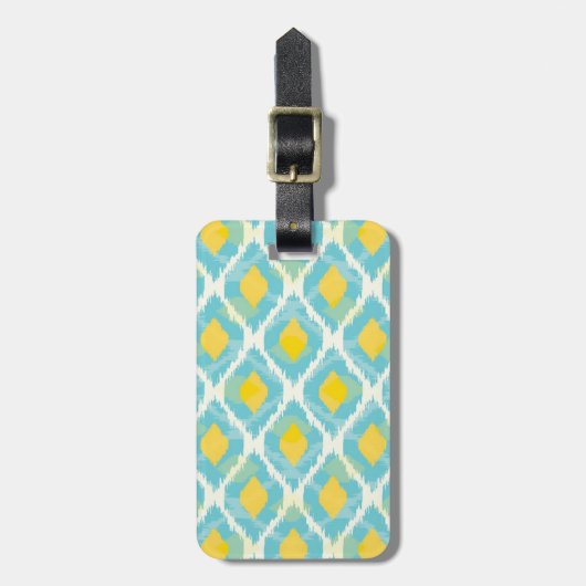Moderne tribale ikat blue yellow mode bagagelabel (Voorkant verticaal)
