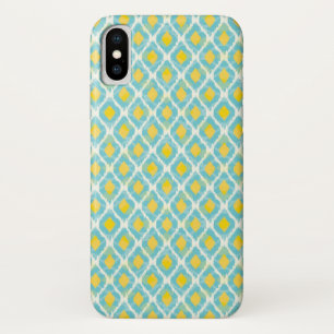 Moderne tribale ikat blue yellow mode Case-Mate iPhone case