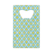 Moderne tribale ikat blue yellow mode creditkaart flessenopener (Achterkant)