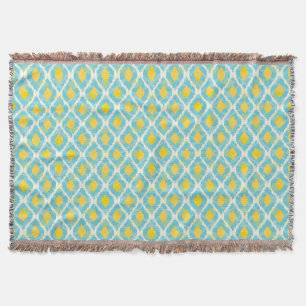 Moderne tribale ikat blue yellow mode deken