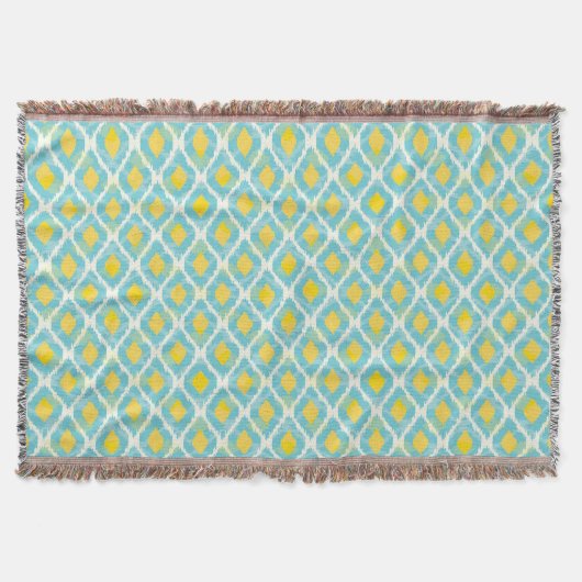 Moderne tribale ikat blue yellow mode deken (Voorkant)