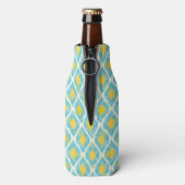 Moderne tribale ikat blue yellow mode flesjeskoeler (Fles Achterkant)