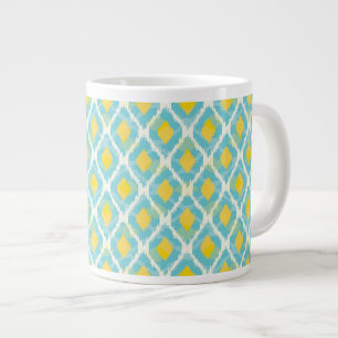 Moderne tribale ikat blue yellow mode grote koffiekop