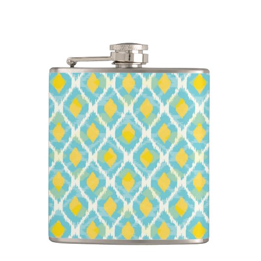 Moderne tribale ikat blue yellow mode heupfles (Voorkant)