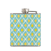 Moderne tribale ikat blue yellow mode heupfles (Achterkant)