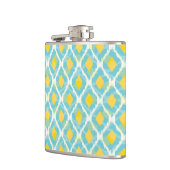 Moderne tribale ikat blue yellow mode heupfles (Links)