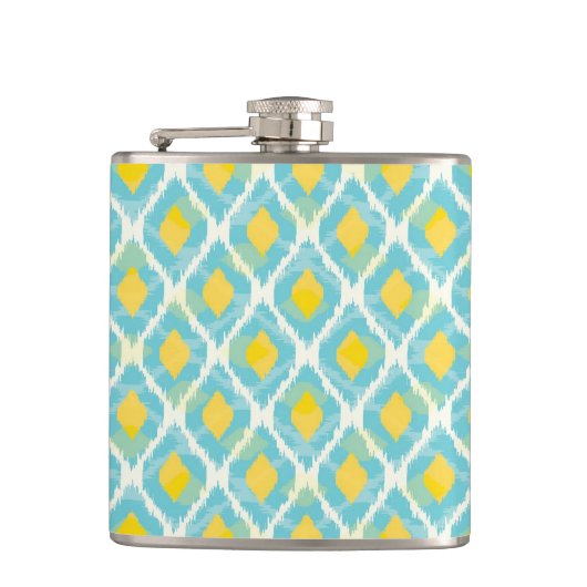 Moderne tribale ikat blue yellow mode heupfles (Voorkant)