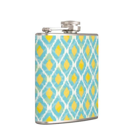 Moderne tribale ikat blue yellow mode heupfles (Rechts)