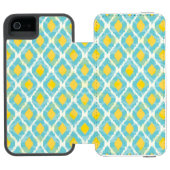 Moderne tribale ikat blue yellow mode incipio iPhone portemonnee hoesje (Agenda Open)