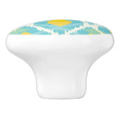 Moderne tribale ikat blue yellow mode keramische knop (Zijkant)