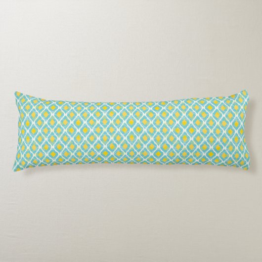 Moderne tribale ikat blue yellow mode lichaamskussen (Voorkant)