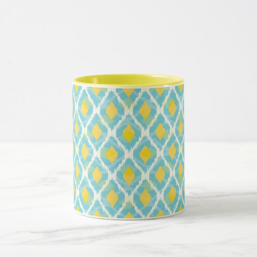 Moderne tribale ikat blue yellow mode mok (Midden)