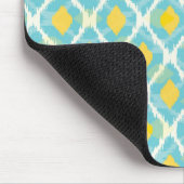 Moderne tribale ikat blue yellow mode muismat (Hoek)