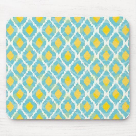 Moderne tribale ikat blue yellow mode muismat (Voorkant)