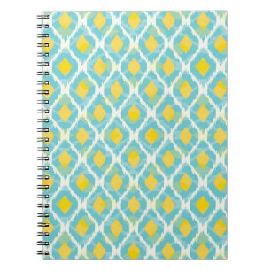 Moderne tribale ikat blue yellow mode notitieboek