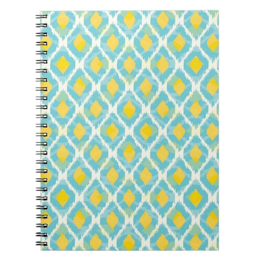 Moderne tribale ikat blue yellow mode notitieboek (Voorkant)