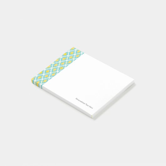 Moderne tribale ikat blue yellow mode post-it® notes (Schuin)