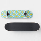 Moderne tribale ikat blue yellow mode skateboard (Horizontaal)