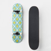 Moderne tribale ikat blue yellow mode skateboard (Voorkant)