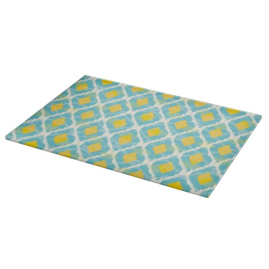Moderne tribale ikat blue yellow mode snijplank (Hoek)