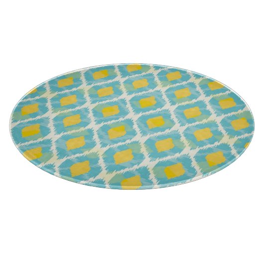 Moderne tribale ikat blue yellow mode snijplank (Hoek)
