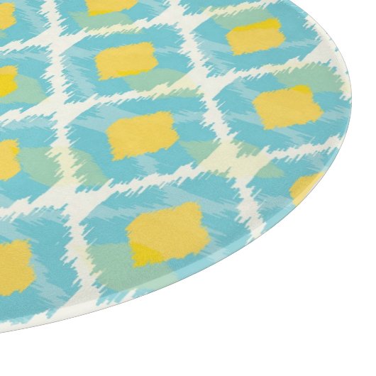 Moderne tribale ikat blue yellow mode snijplank (Hoek)