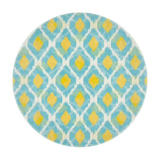 Moderne tribale ikat blue yellow mode snijplank (Voorkant)